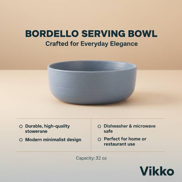 Kadra Kitchenware - Vente Bol de service - Vikko - Bordello, Bol de service, Bleu, 32 oz3