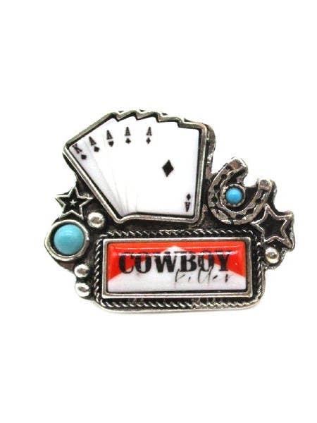 Western Rectangle Cowboy Killer Poker Cuff Ring for wholesale by Snowing West