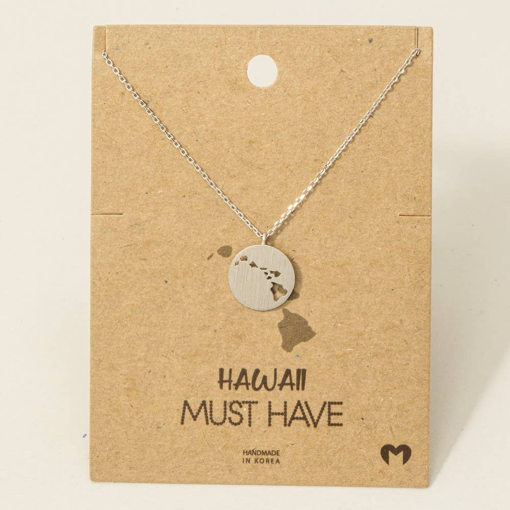 Fame Accessories – wholesale Pendant/charm necklace – Hawaii Coin Cutout Disc Pendant Necklace4