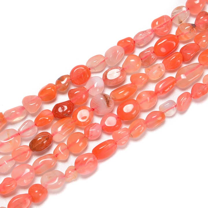 CRCBEADS - Wholesale Beads - Carnelian Nugget Smooth Pebble Nugget Beads Approx 6-8mm 15.5" Strand2
