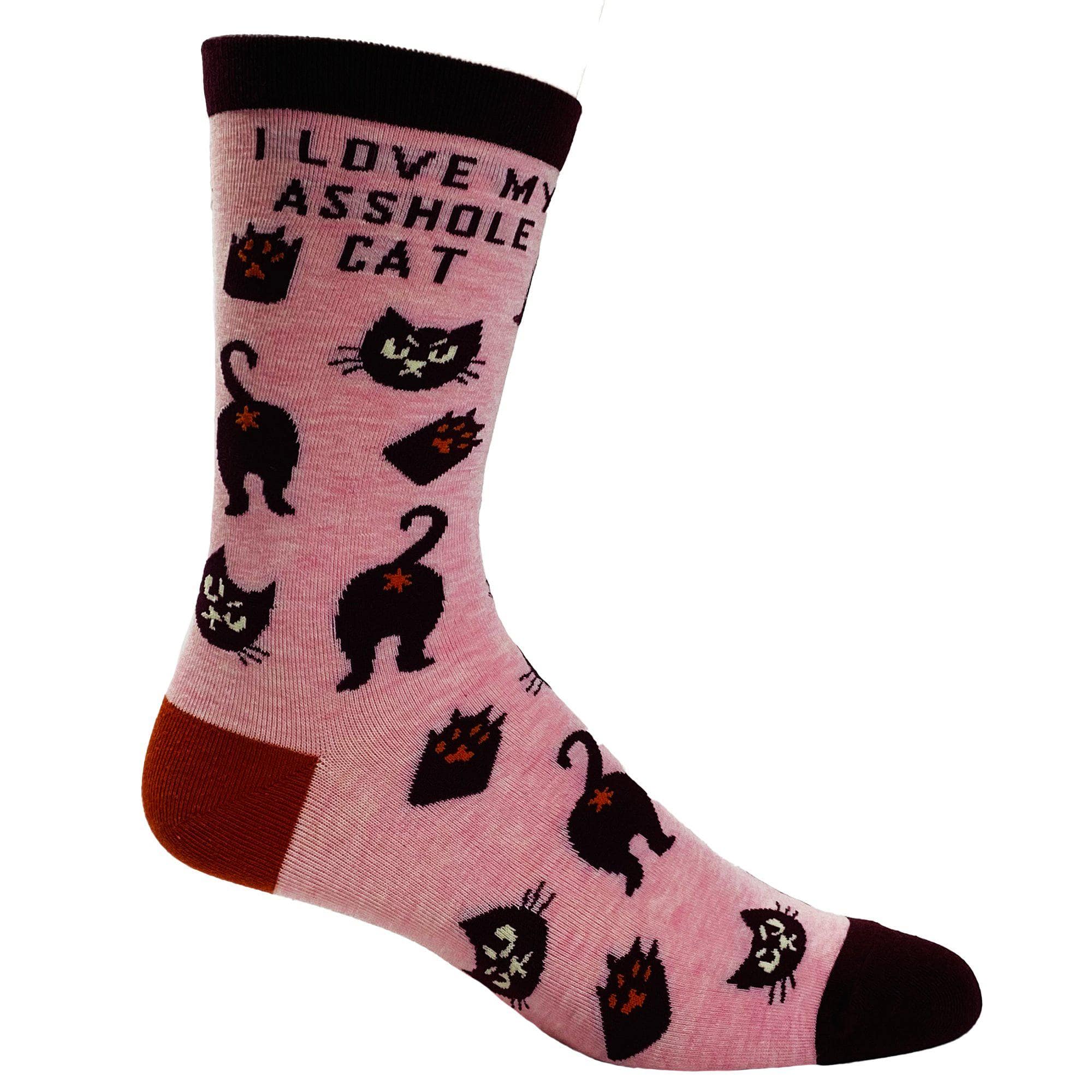 Pink Women's I Love My Asshole Cat Socks Fun Kitty Novelty Sock for wholesale on Faire3