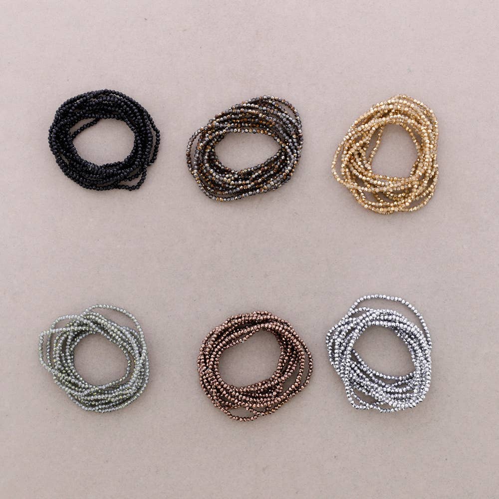 Sonata - Vente Bijoux à boutons pression - Bracelet Élastique Perles Cristaux Facettés6