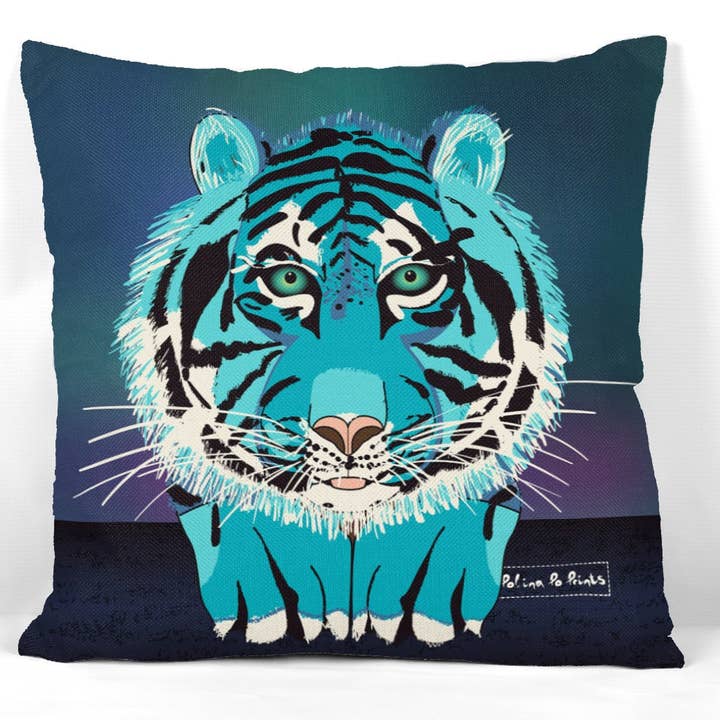 Tiger lover gift for Birthday. Pillow covers. Animal print. for wholesale by Polina Po Prints