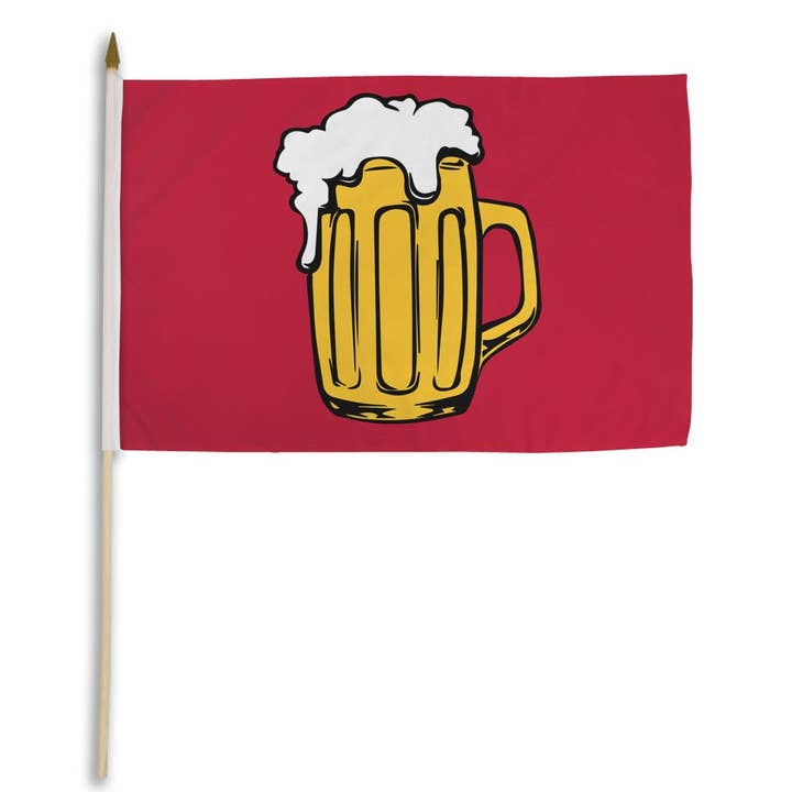 Flags Importer - Wholesale Flag - Beer Mug Red 12x18in Stick Flag