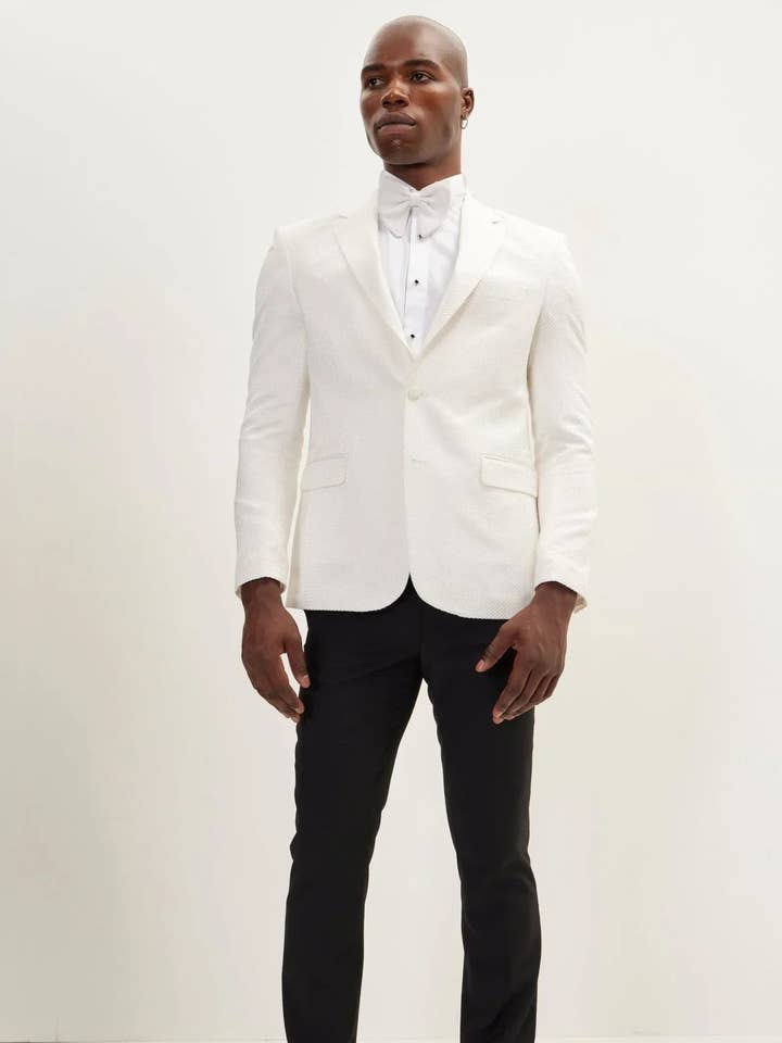 Giacca da pranzo classica da uomo con risvolto intagliato - bianca per la vendita all'ingrosso da parte di Ron Tomson