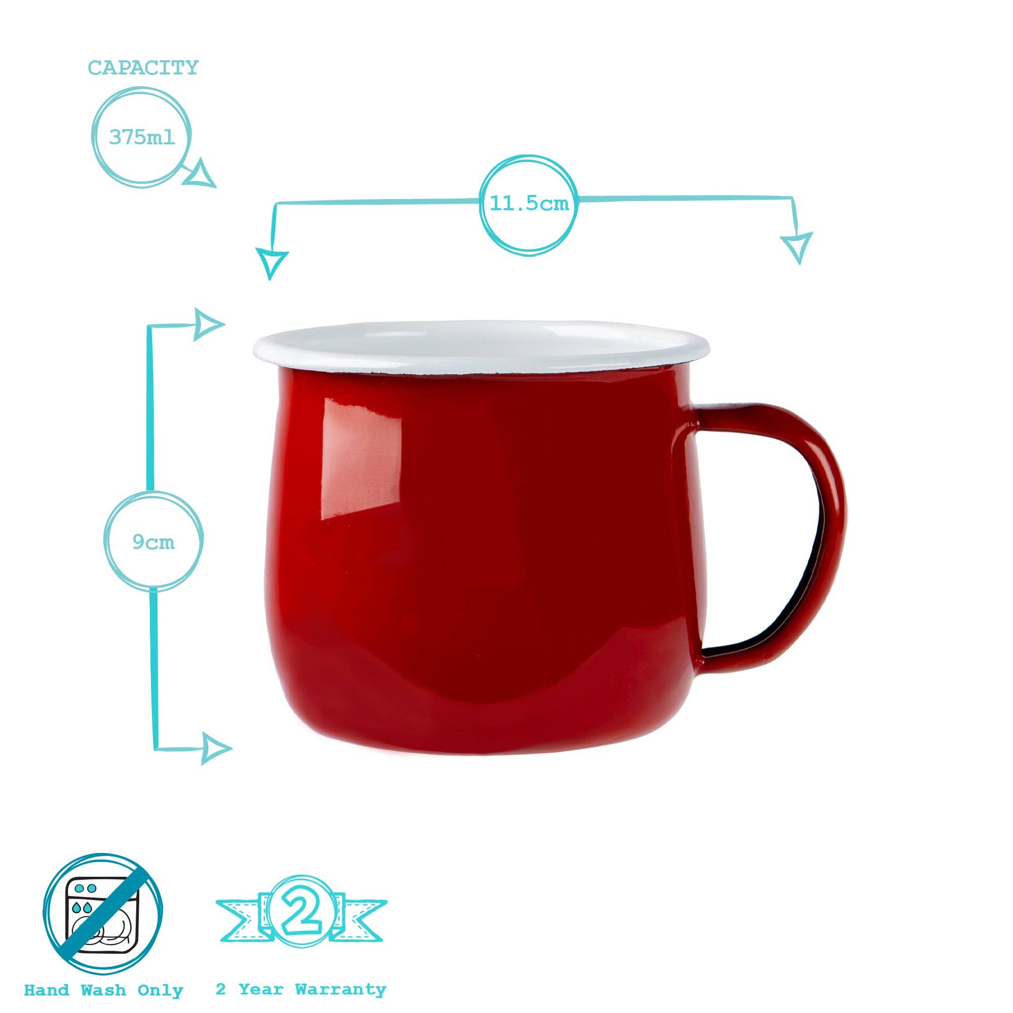 Rinkit Ltd - Wholesale Coffee Mug - Argon Tableware Coloured Enamel Belly Mug - 375ml - Red5