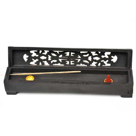 R. Expo/Song of India - Venta al por mayor Portainciensos - Quemador de incienso, tapa tallada en madera, caja para ataúd2