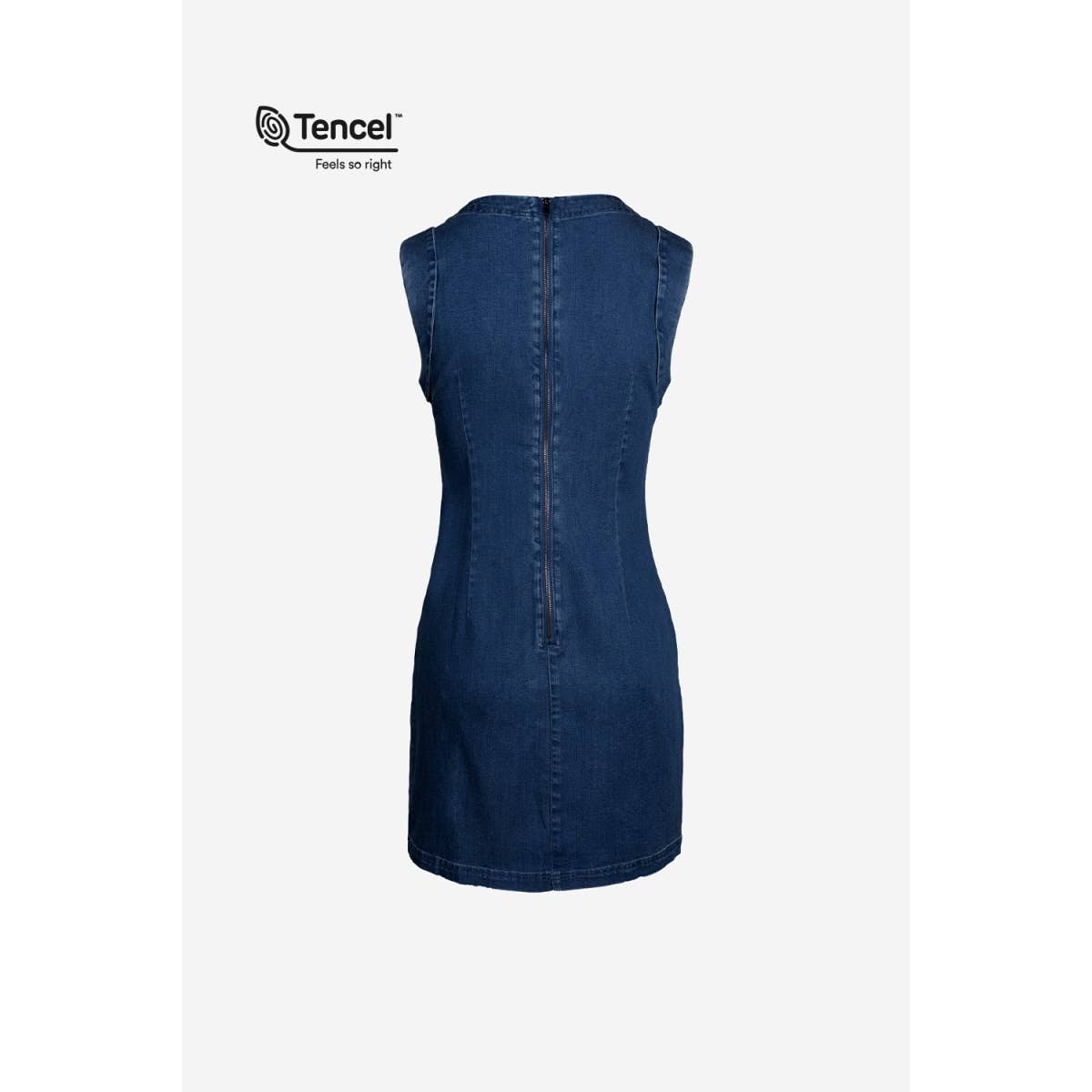 Naked Zebra - Vendita all'ingrosso Vestito - Donna - Abito in denim senza maniche con dettagli di cucitura6