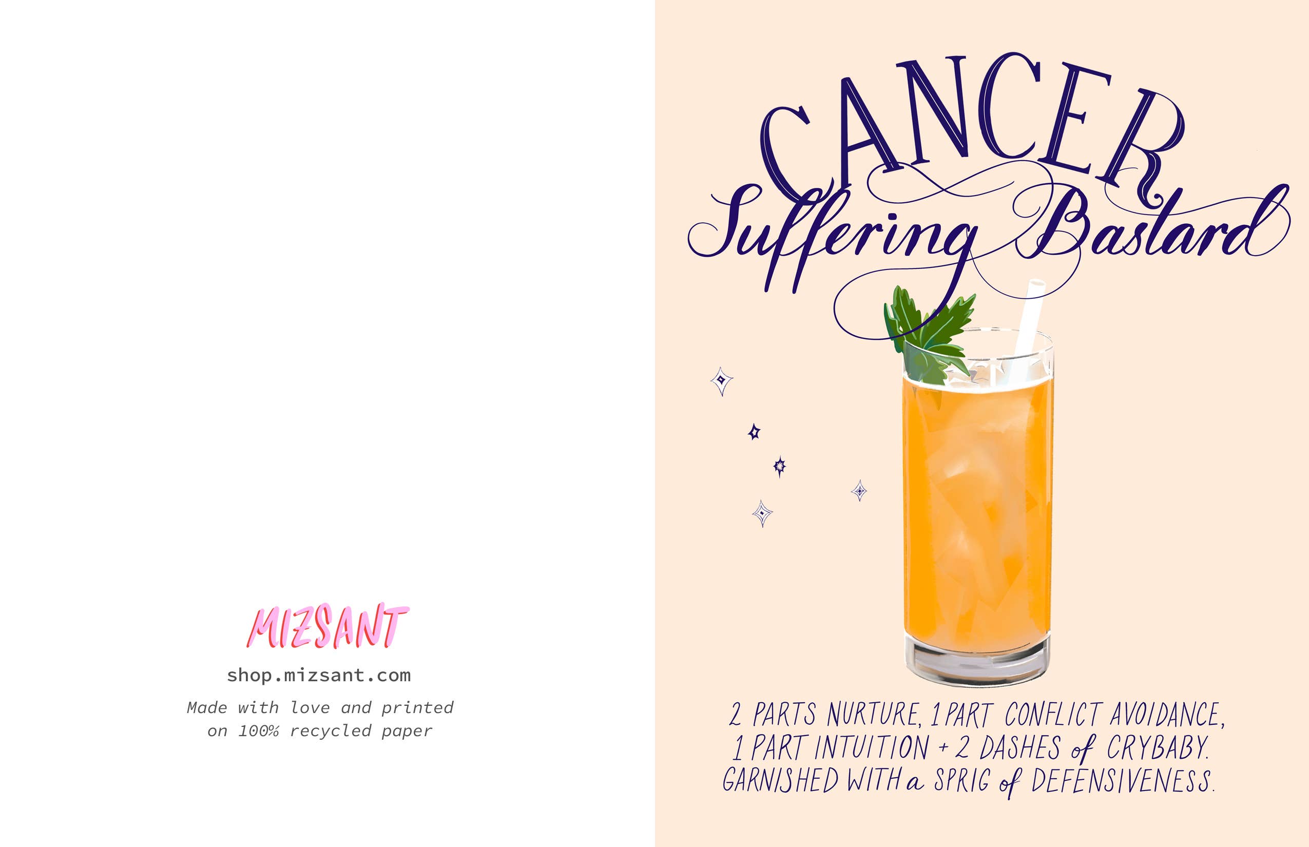 MizSant Studio - Wholesale Birthday Card - Cancer - The Cocktail Zodiac Astrology Birthday Card2
