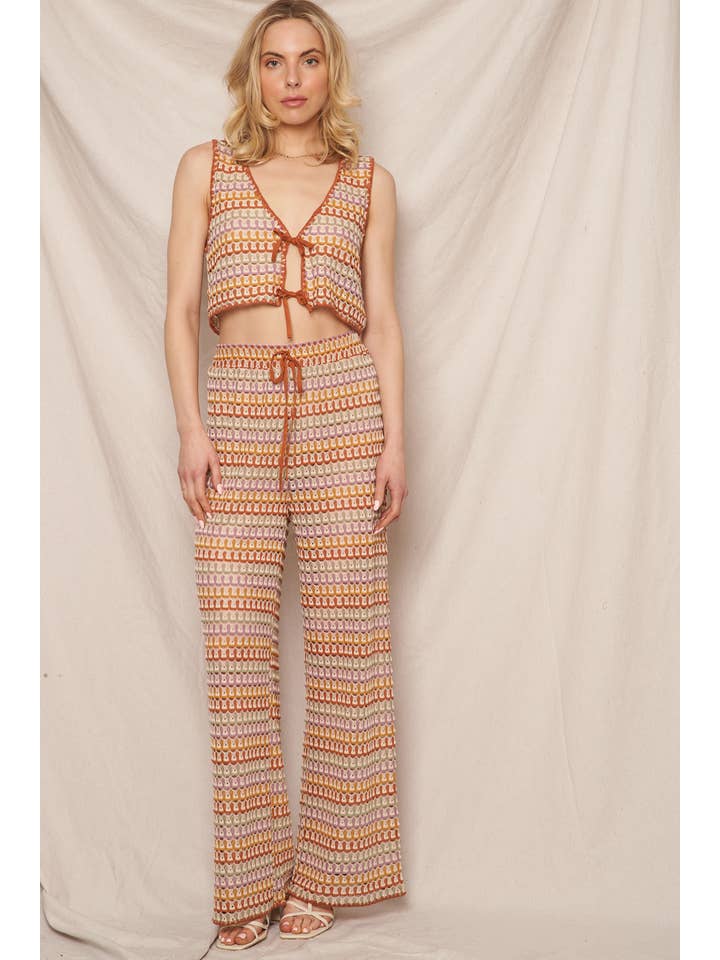 Multi Colored Crochet Tie Front Vest Top for wholesale on Faire
