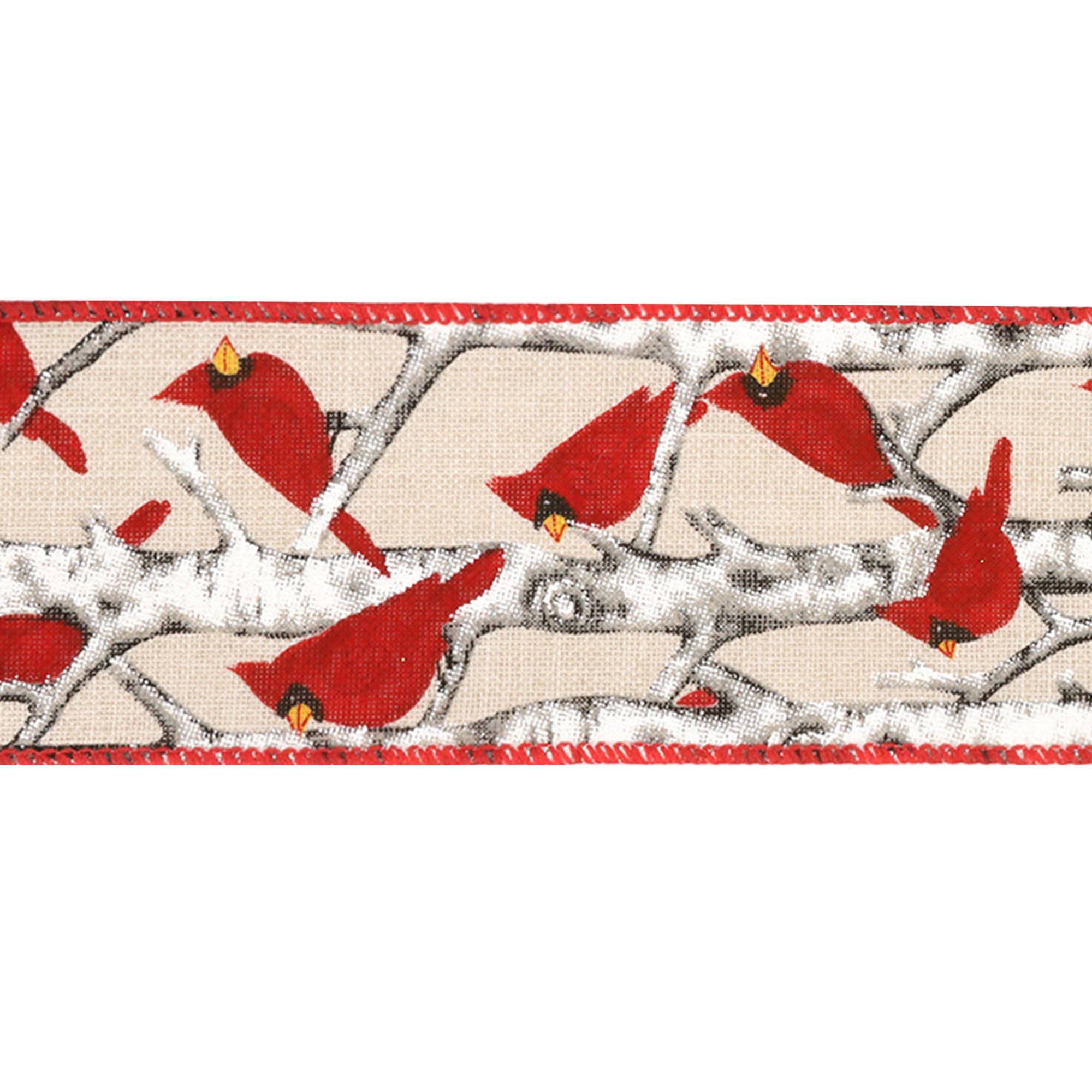 LA Ribbons Wholesale - Wholesale Ribbon - Gift Wrapping - 2 1/2" Wired Ribbon | "Cardinal" Natural/Red Multi | 10 Yard Roll4