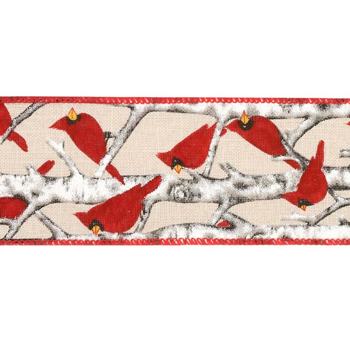 LA Ribbons Wholesale - Wholesale Ribbon - Gift Wrapping - 2 1/2" Wired Ribbon | "Cardinal" Natural/Red Multi | 10 Yard Roll
4