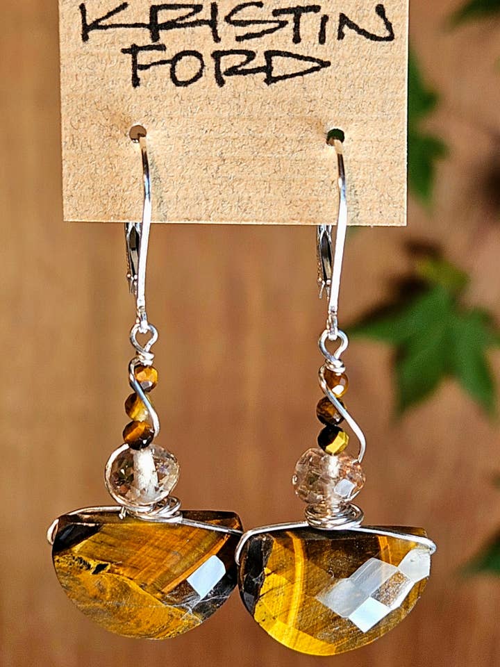 Orecchini in Occhio di Tigre e Topazio Naturale (EBR4525) per la vendita all'ingrosso da parte di KRISTIN FORD Jewelry With Meaning