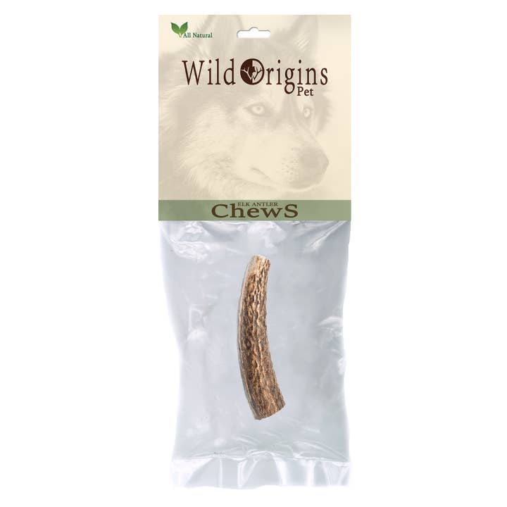Medium Elk Antler Dog Chew Retail Packaging for wholesale by Wild Origins Pet