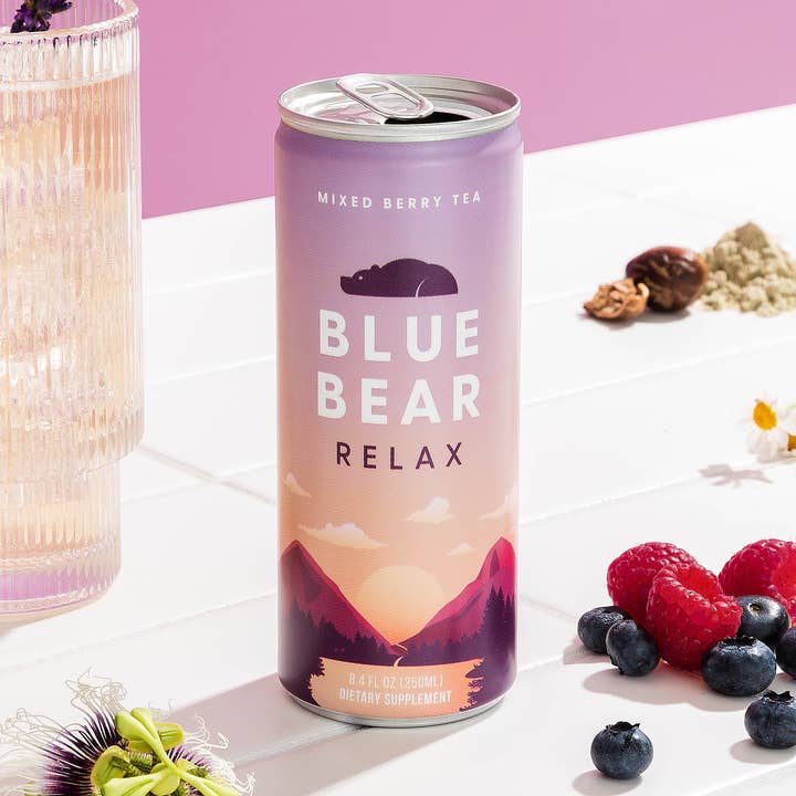 Blue Bear Relax (Mixed Berry Tea) Relaxation Drink - 12 pack for wholesale by Blue Bear