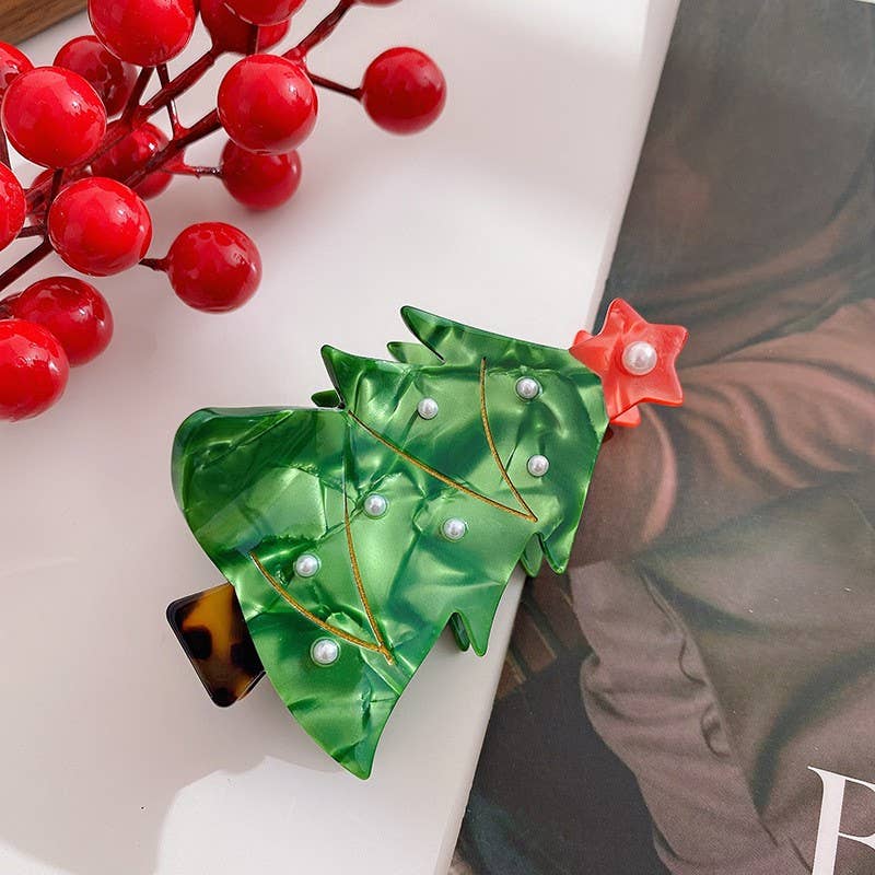 JOSSLYN by wall to wall - Wholesale Hair Clip - Women's - CHRISTMAS TREE SANTA SNOWMAN HAIR CLAW CLIPS | 40H9392