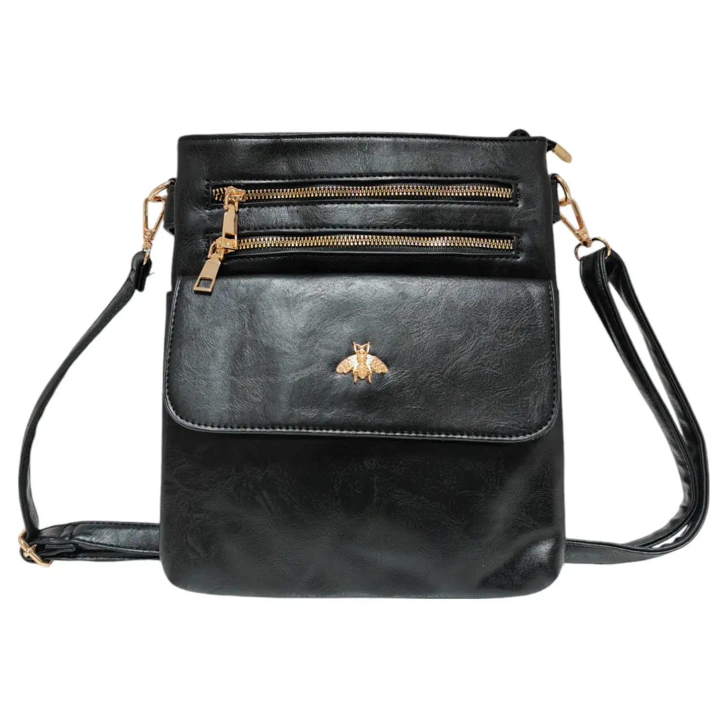 Superbia – wholesale Crossbody bag – Women's – Double Zipper Multi Pocket Bee Details Cross BodyBag-91330