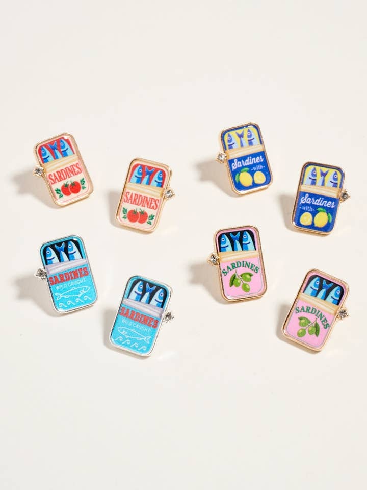 0,75 tommer dåse sardiner rhinestone ørestikker for engroshandel hos Designature New York