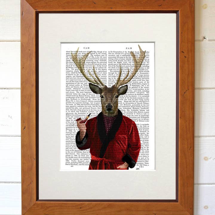 FabFunky Ltd – wholesale Art print – Deer in Smoking Jacket, Book Print / Art Print / Wall Art2