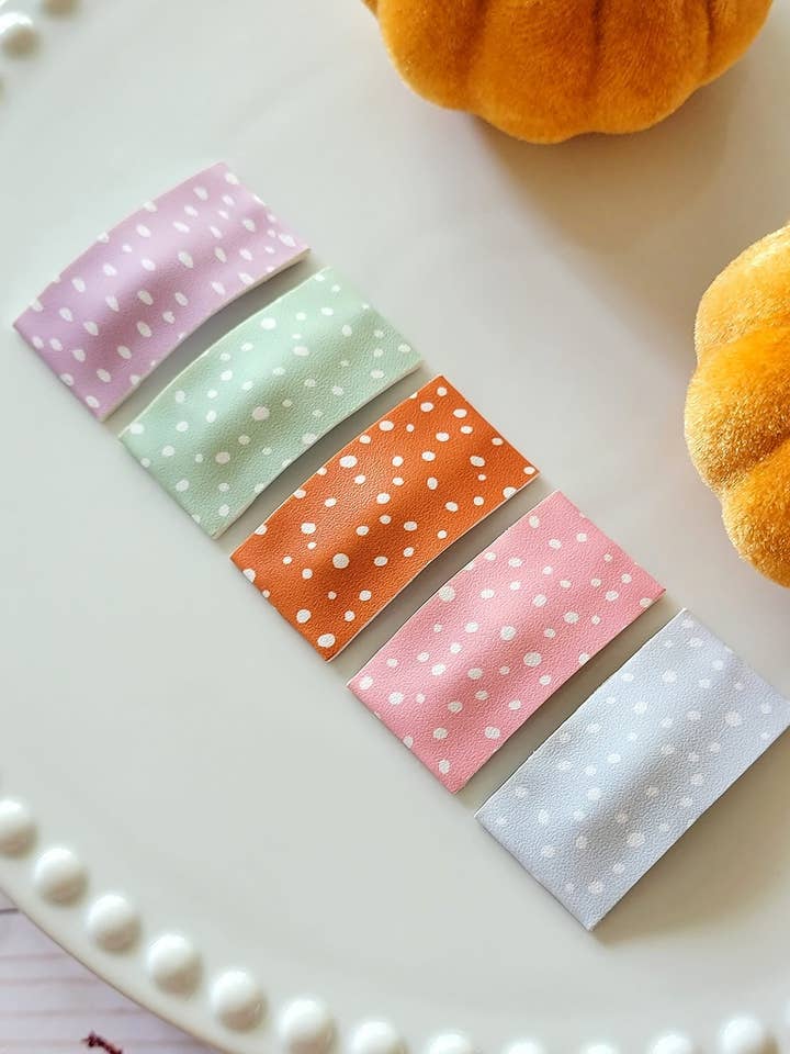 2" Rectangle Snap Clip 5pak-Dots for wholesale by Dainty Delights Creations