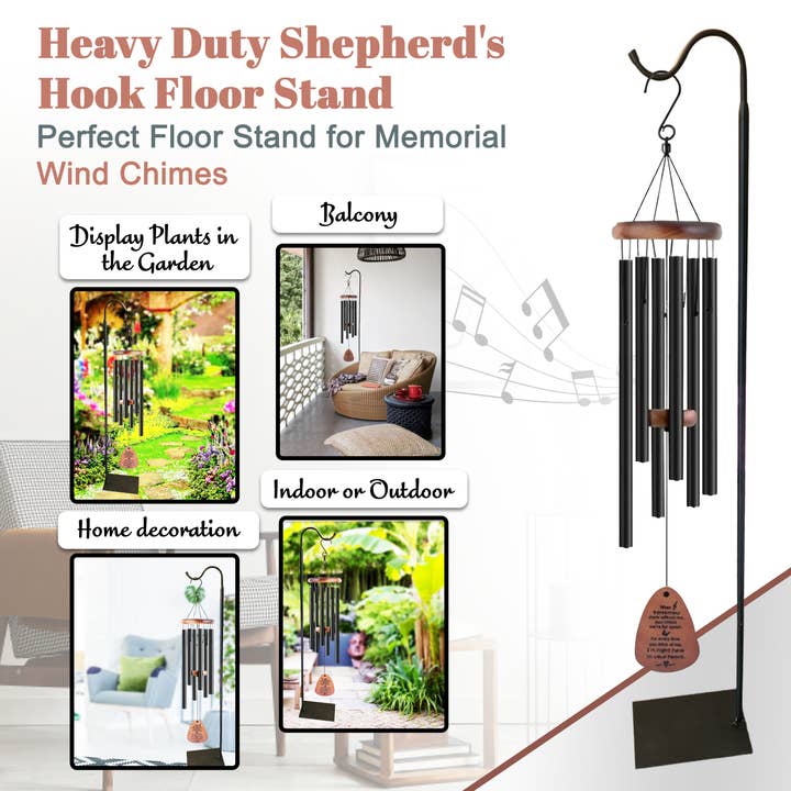 The Wind Chime Co - Wholesale Garden/Lawn Stake - 60" Adjustable Heavy Duty Shepherd's Hook Floor Stand Garden Hook for Outdoor, Hanging Plant, Solar Lights, Lanterns, Bird Feeders and Wedding Decor1