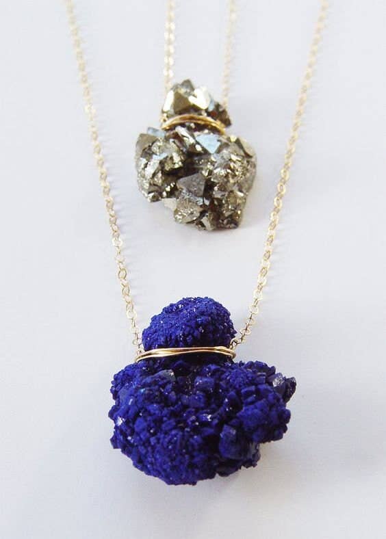 Friedasophie - Wholesale Pendant/Charm Necklace - Indigo Azurite Crystal Gold Necklace3