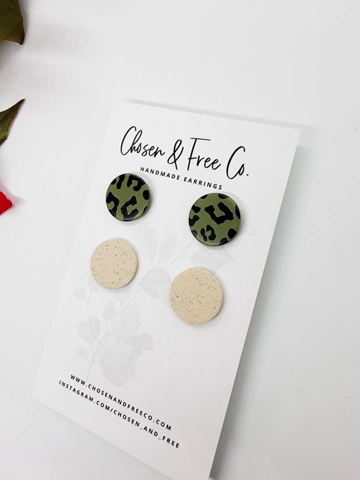 Stud pack - Green print/sand for wholesale by Chosen & Free Co