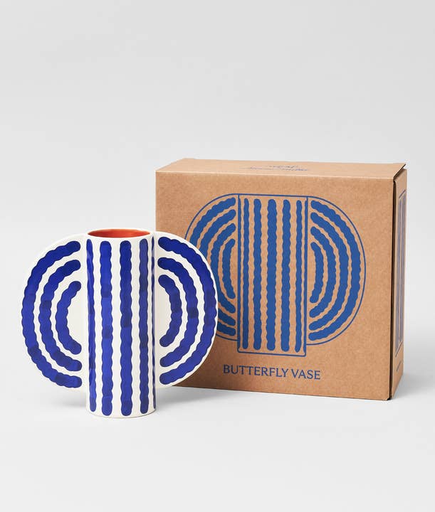 Wrap (US duties paid) - Wholesale Vase - 'Small Butterfly' Vase - Blue2