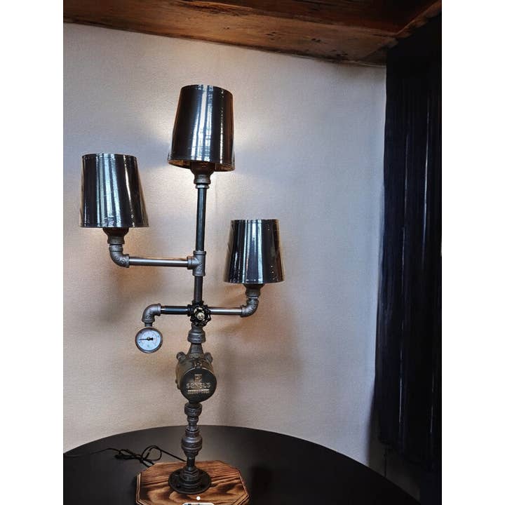 Mr. Willies Lighting - Wholesale Accent/Desk Lamp - Industrial Edison Water Meter 3 shade Table Lamp