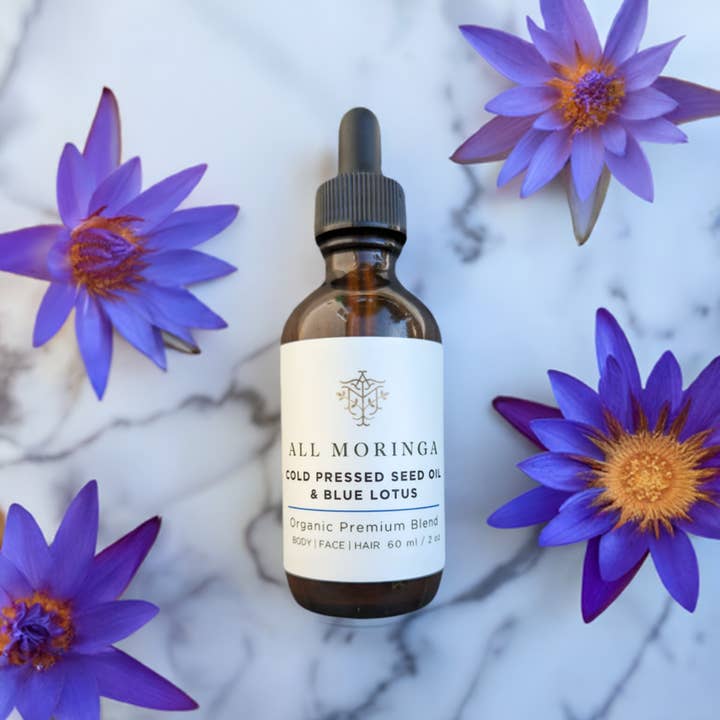 All Moringa – wholesale Facial oil – Organic Pure Cold-Pressed Moringa Seed Oil Infused With Blue Lotus Absolute for Face, Body, and Hair