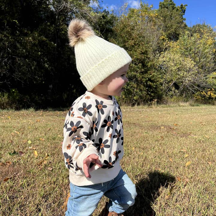 Lettie Grays Clothing - Wholesale Beanie - Kids - Ivory Pom Beanie0