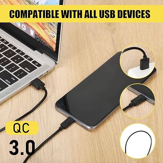 Crover - Wholesale Charging Cable - 10ft USB-A to USB-C Charging Cable, Black2