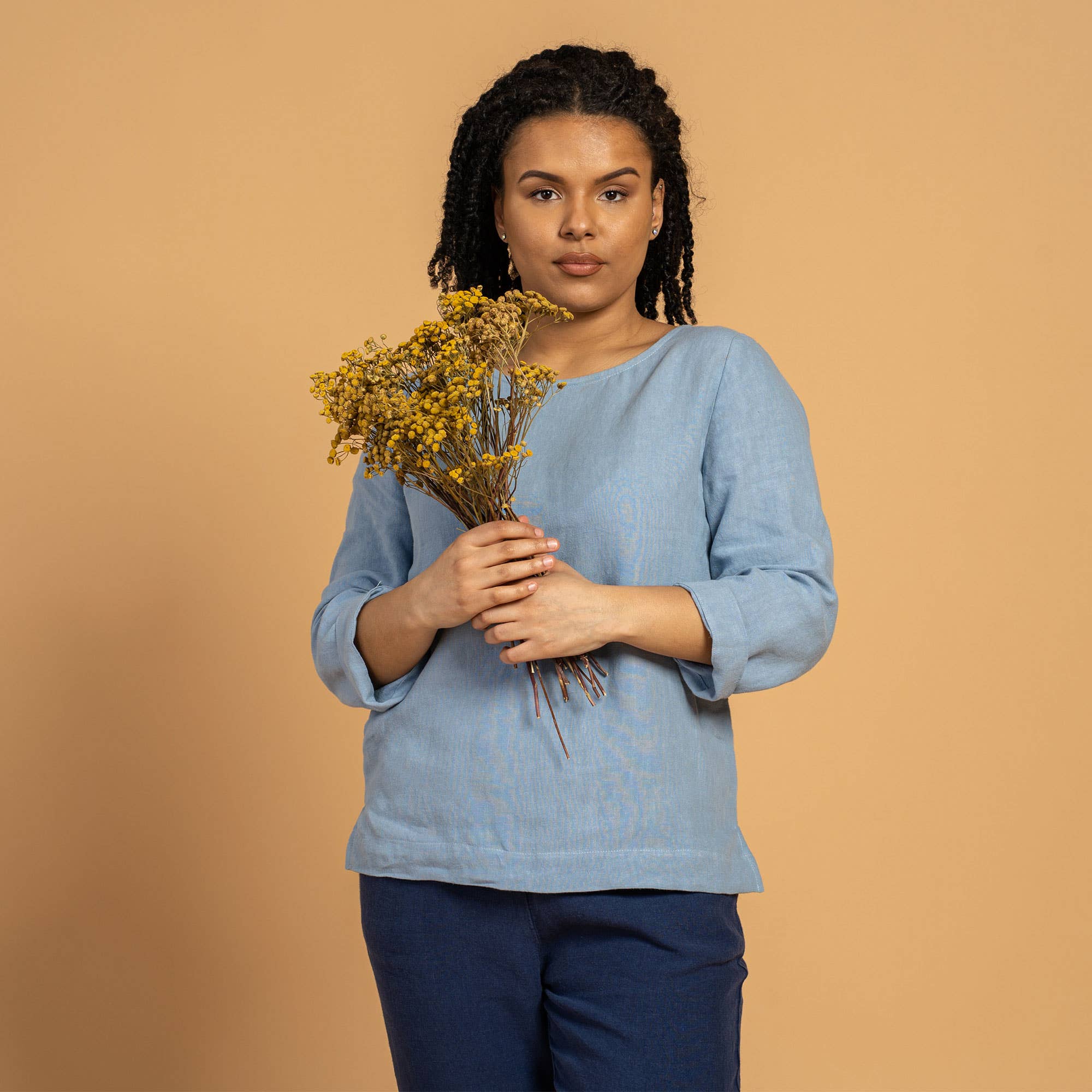 menique - Wholesale Blouse - Women's - Natural 100% Linen Blouse Nora - Casual 3/4 Sleeve Linen Top9