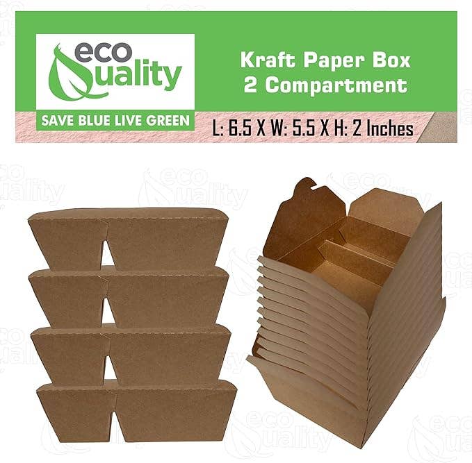 EcoQuality - Vente Boîtes de conservation - Boîte repas kraft à 2 compartiments Bio Box1