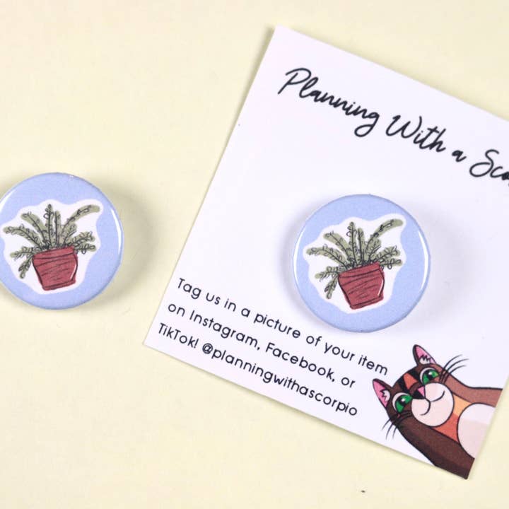 1 Inch Minimal Plant Pin Badge for wholesale by Rye & Co.