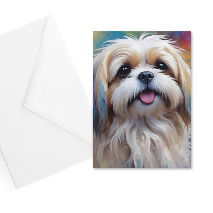 Dog Shih Tzu Pet blanco gevouwen wenskaart met envelop voor wholesale door Modera Studio