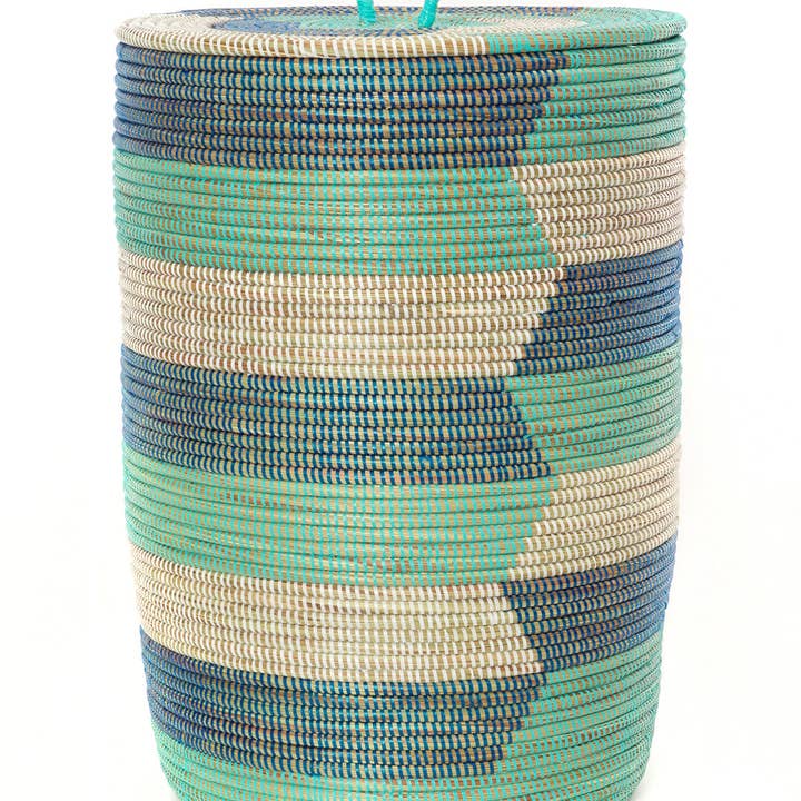 Swahili | AFRICAN MODERN - Wholesale Basket - Set of Three Blue Sahara Hamper Baskets