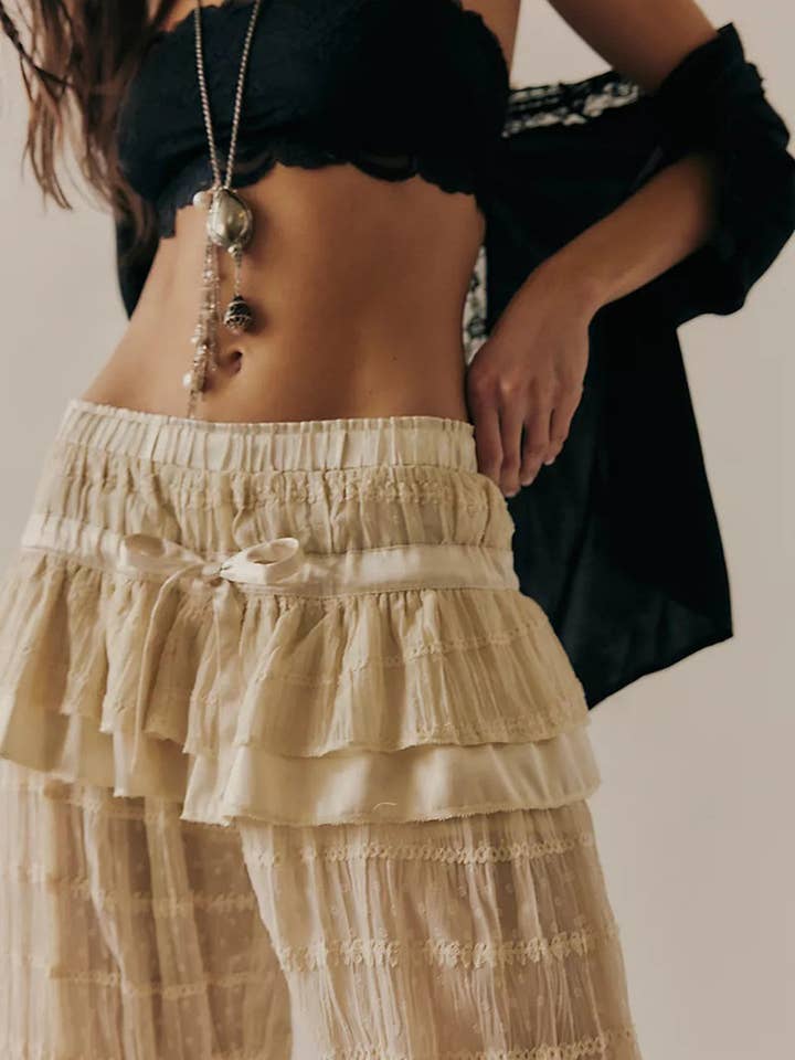 Mccolin - Wholesale Pants - Women's - Tiered Ruffle Casual Pants2