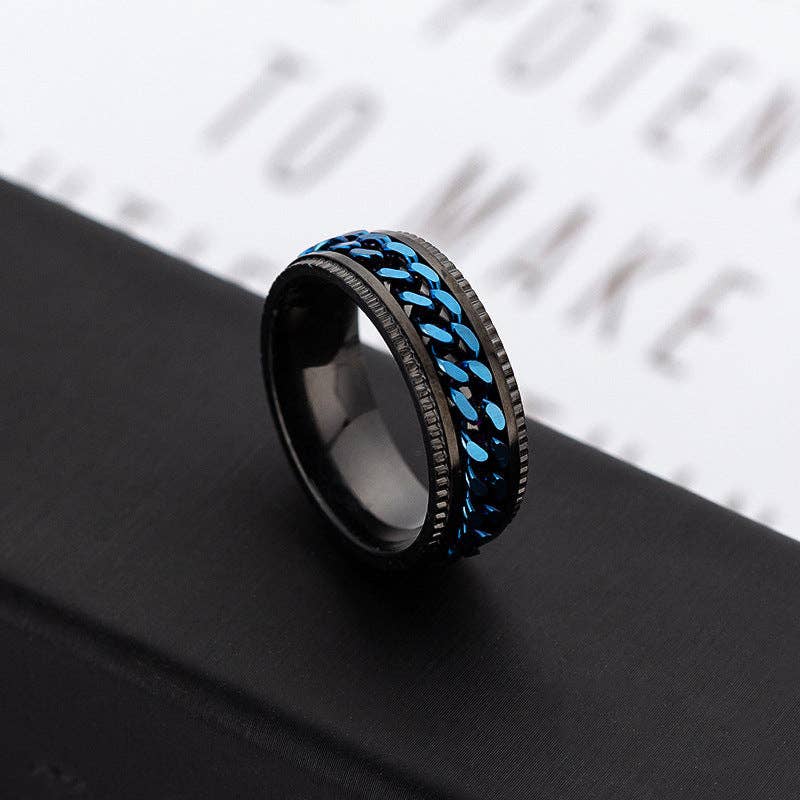 SALINA TRADING INC - Wholesale Band/Stacked Ring - Trendy Chain Design Stainless Steel Couple Rings2