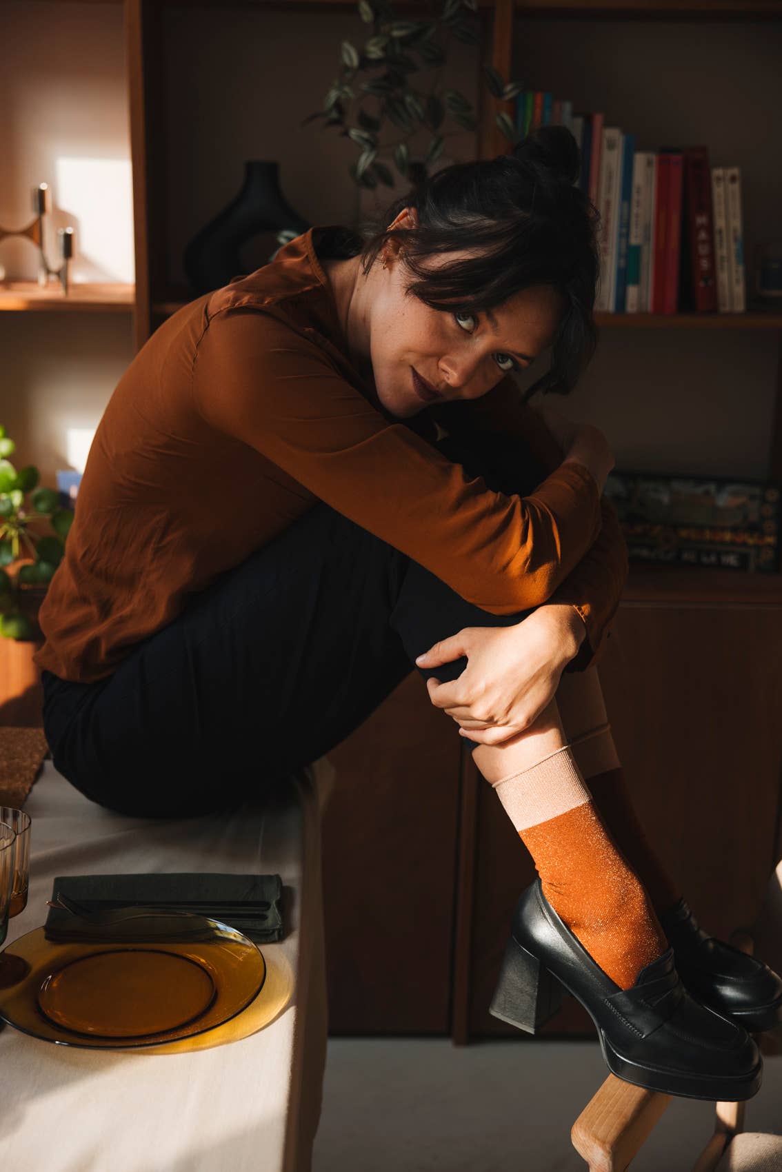 Atelier St Eustache - Vendita all'ingrosso Calzini - Donna - BOOGIE-WOOGIE MARRONE • Calzini con paillettes donna feste4