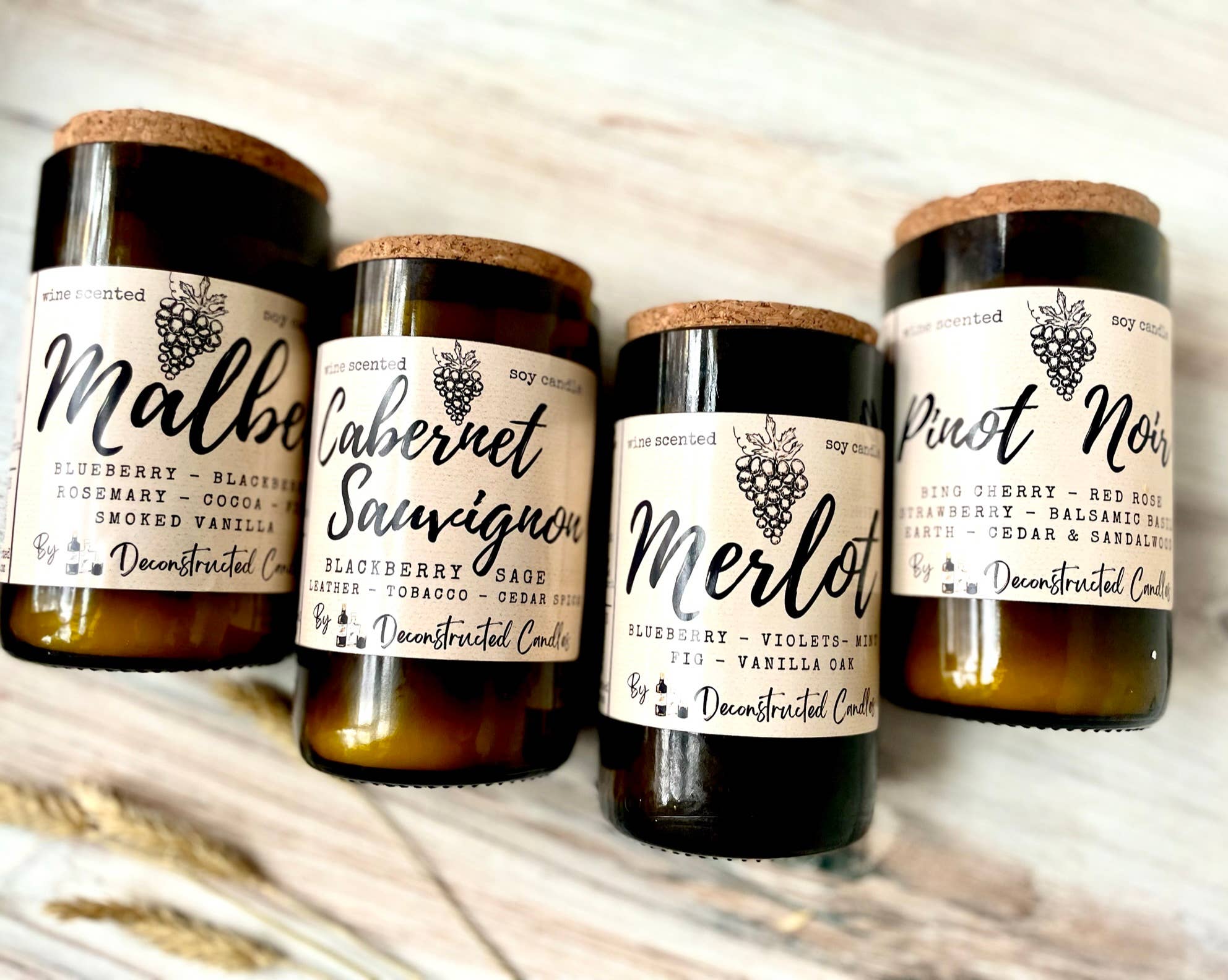 deconstructed candles – Engroshandel Glaslys – Vinflaskelys Korktop duftende af Wine Expert Soy Wax24