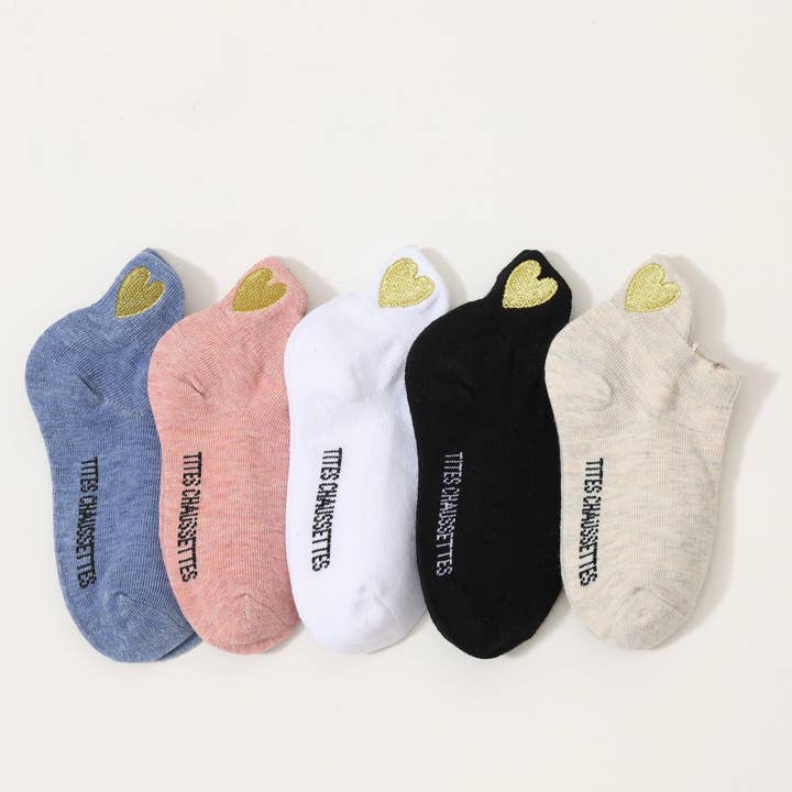 5er-Pack Socken mit goldenem Herzlasche | Baby und Kind für den Großhandel von Tites Chaussettes