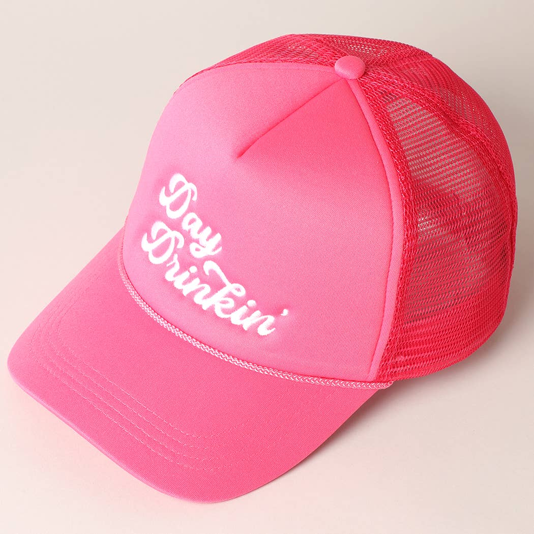 Fashion City - Wholesale Trucker Hat - Women's - Day Drinkin Texts Embroidery Mesh Back Trucker Hat14
