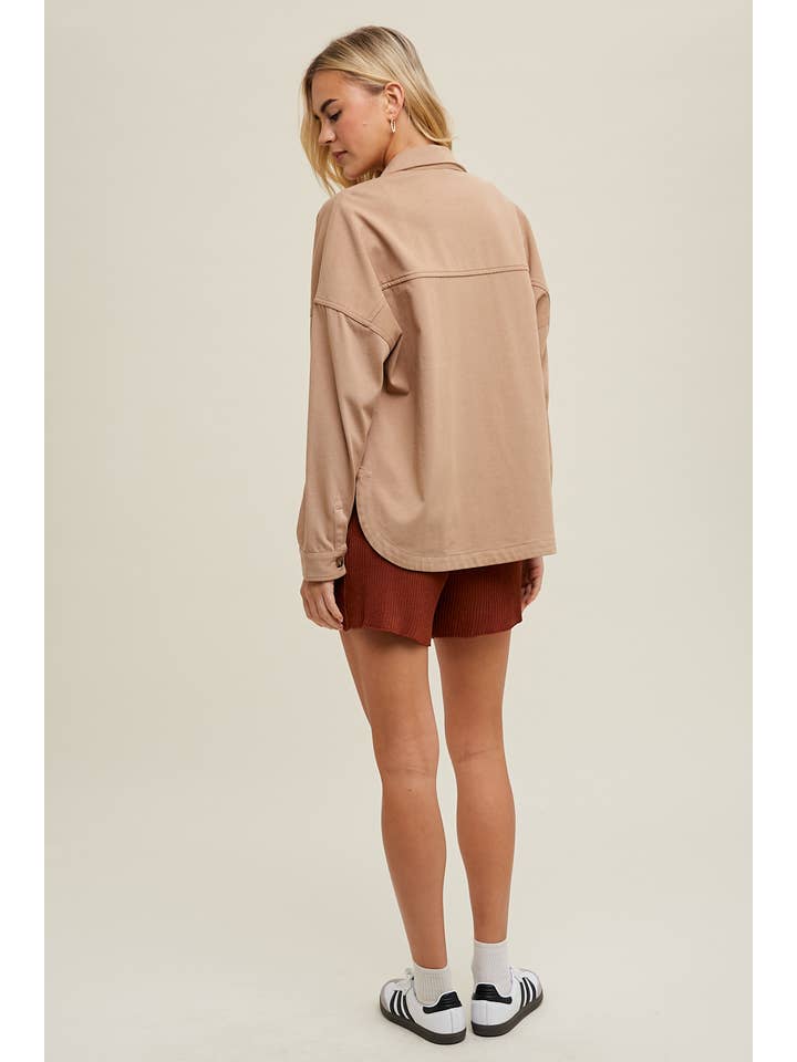 Wishlist Apparel - Wholesale Shirt Jacket/Shacket - Women's - COTTON KNIT SHACKET WITH POCKETS / WL24-84813