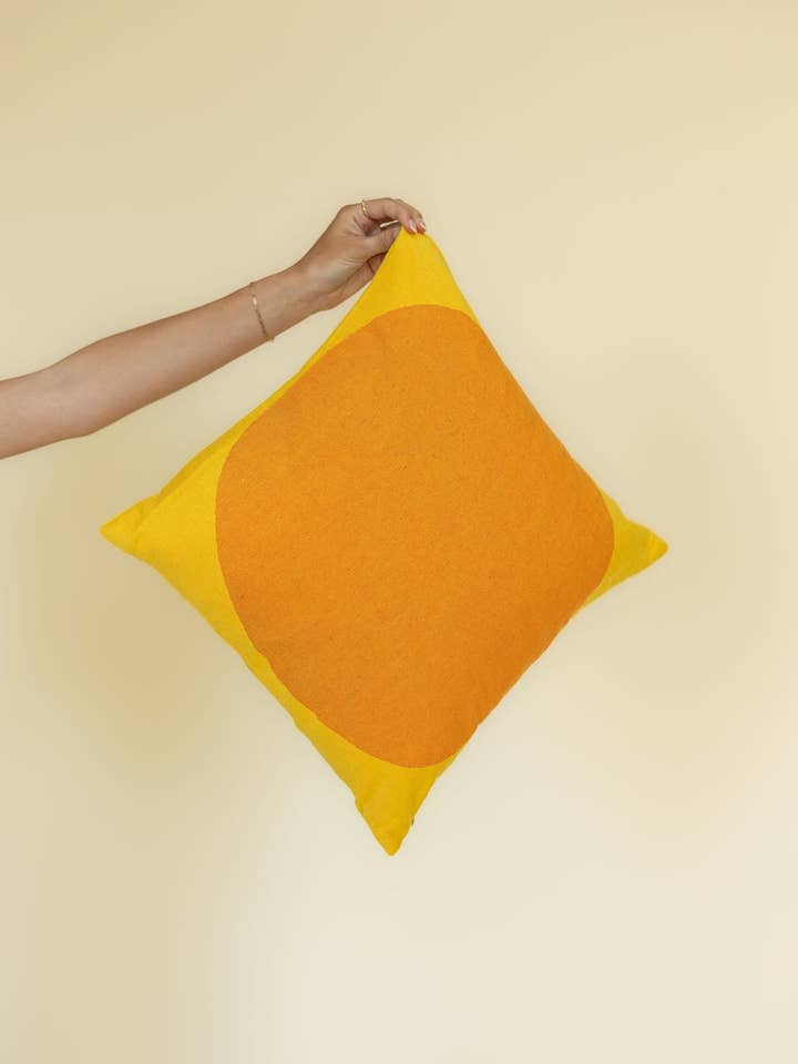 Recycled Cotton Throw Pillow Cover - Yellow for wholesale by eelo