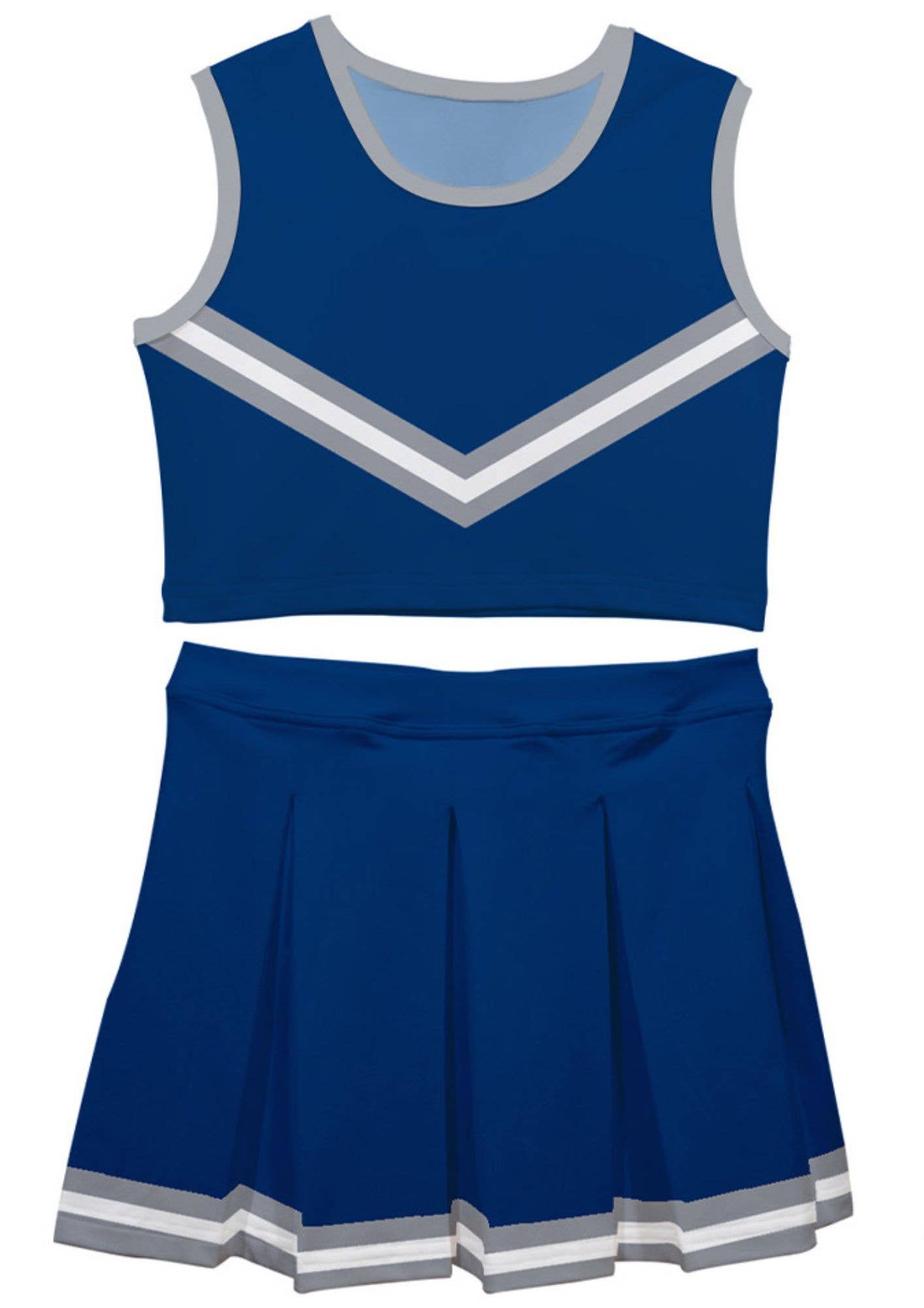 Vive La Fete - Wholesale Activewear Set - Kids - Blue White & Silver Sleeveless Cheerleader Set0