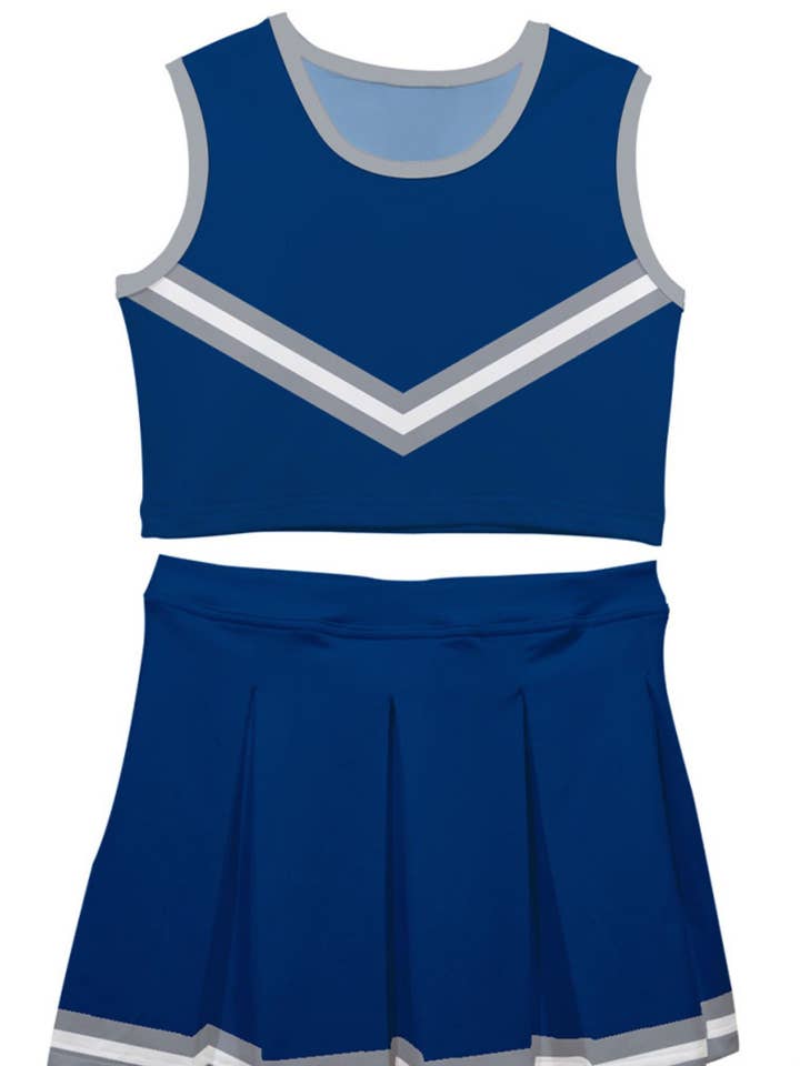 Vive La Fete - Wholesale Activewear Set - Kids - Blue White & Silver Sleeveless Cheerleader Set0