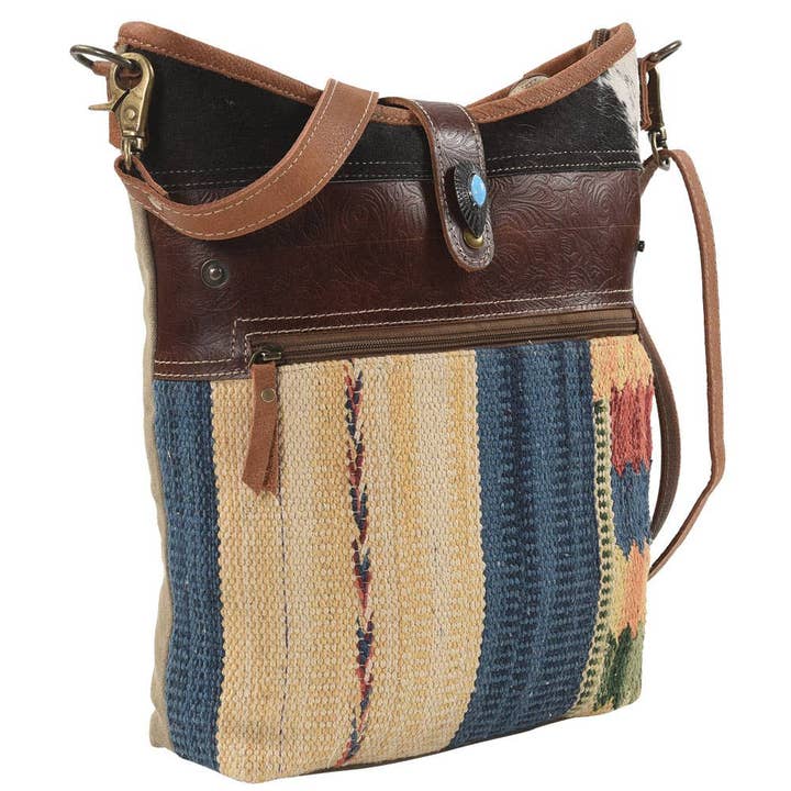 Crossbody med pels læder og tæppe for engroshandel hos Clea Ray Canvas Bags & Clothing