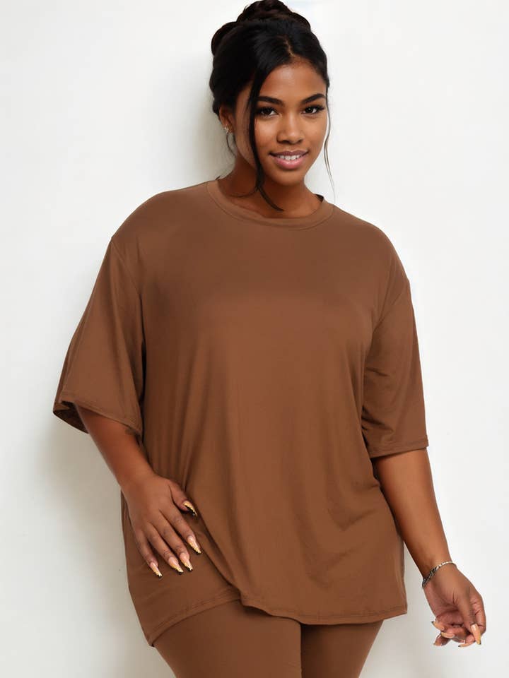 CAPELLA APPAREL - Wholesale Lounge Set - Women's - Plus Size Loose Fit Top & Bike Shorts Set