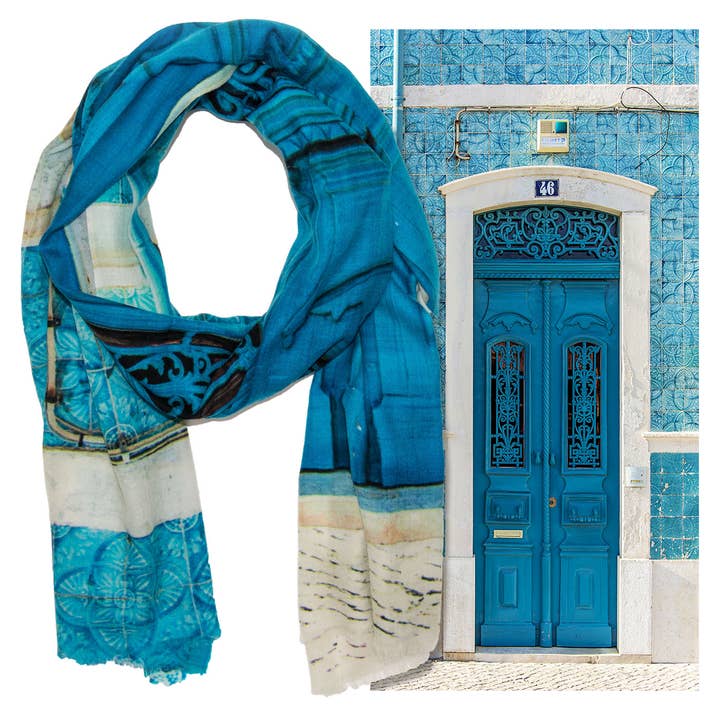 Écharpe en cachemire/Marino superfine - Caldas Blues pour la vente par Wanderborn